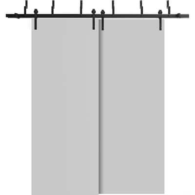 Sliding Closet Barn Bypass Doors 36 x 80 inches | Planum 0010 Matte Grey | Sturdy 6.6ft Rails Hardware Set