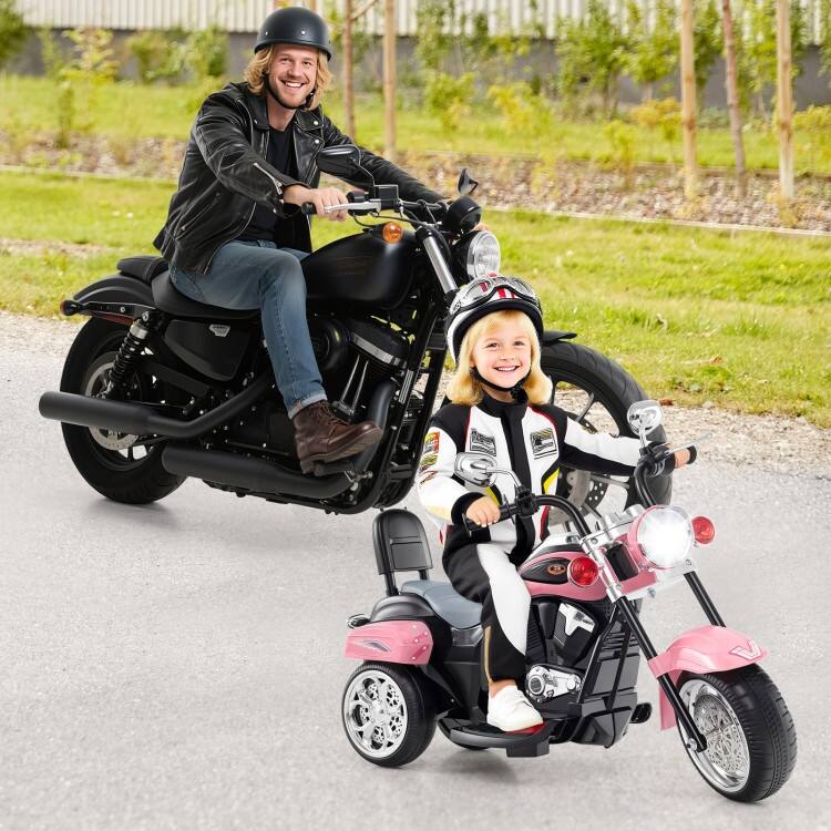6V Powered Toddler 3-Wheel Motorbike Ride On Toy with Horn and Headlight - 36" x 19" x 25" (L x W x H)