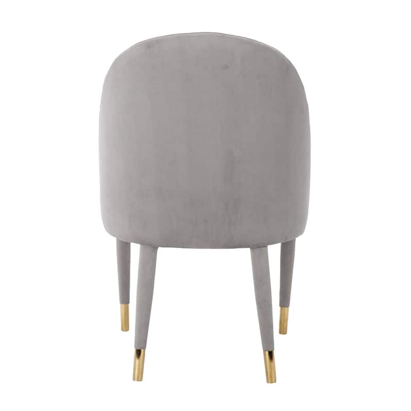 Velvet Upholstered Ripple Thread Leisure Single Dining Chair with Solid Wood Foot（set of 2）