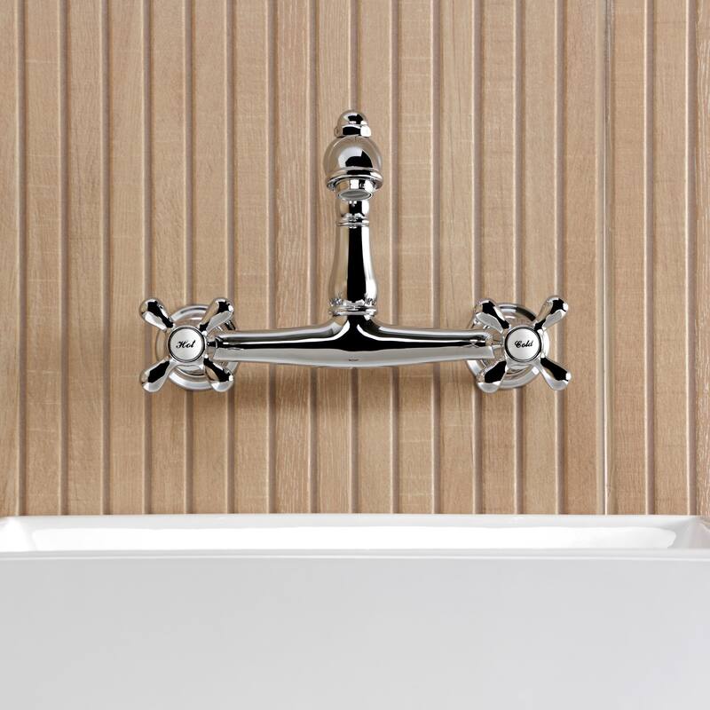 Kingston Brass English Country Two-Handle 2-Hole Wall Mount Bathroom Faucet