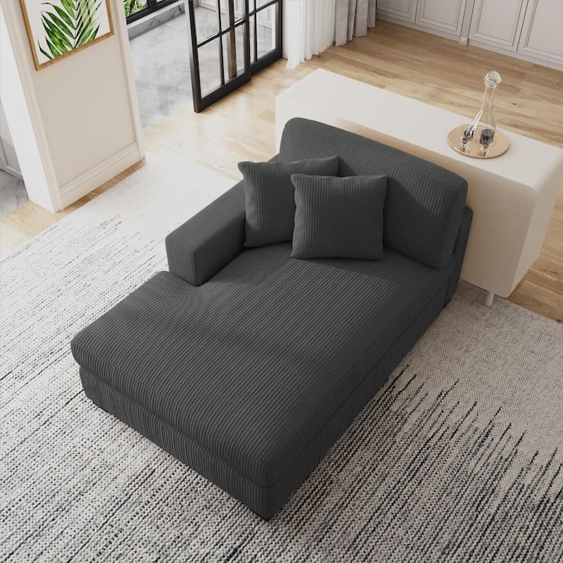 Modern Corduroy Indoor Chaise Lounge Couch with Pillows