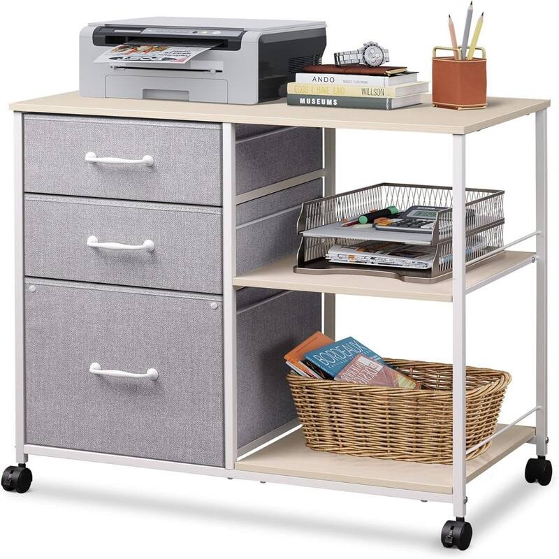 3 Drawer Mobile File Cabinet - 15.75"D x 29.53"W x 26.77"H - Light Grey