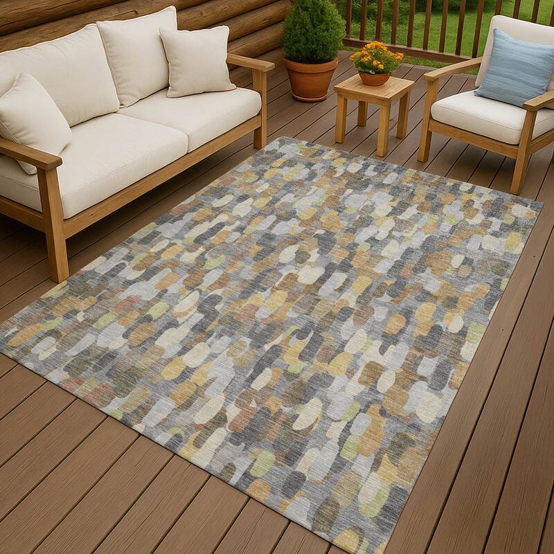Machine Washable Indoor/ Outdoor Contemporary Drew Chantille Rug - Gray - 8' x 10'