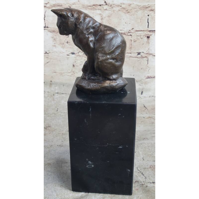 Signed Original House Imitative Cat Hot Cast Bronze Statue Sculpture Figurine Home Decor