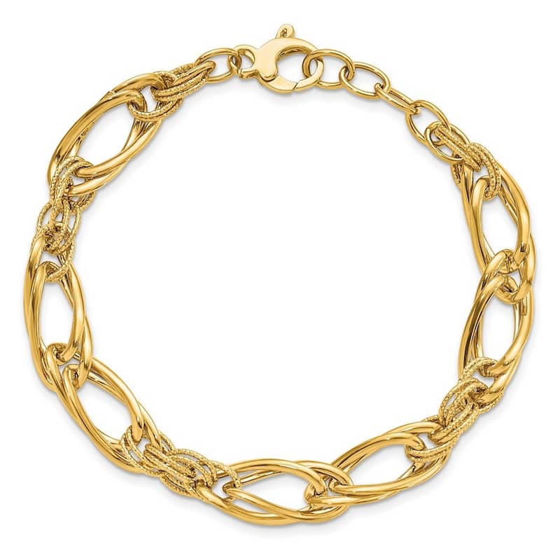 Curata 14k Polished Fancy Link Bracelet 8 Inch