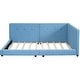 preview thumbnail 24 of 23, Upholstered Full Size Platform Bed with USB Ports, Linen Fabric, Sturdy Wood Daybed Frame, No Box Spring Needed, Beige