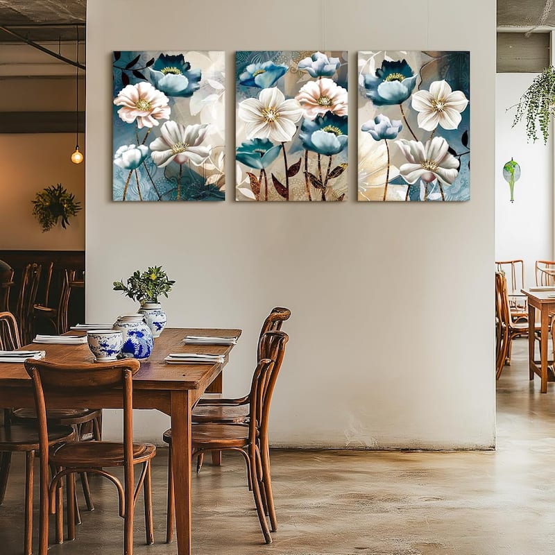 3 Piece Lotus Flower Canvas Wall Art