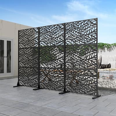 Dovelina 6ft.Outdoor Freestanding Metal Privacy Screen Decorative Garden Fence - 72"x35"