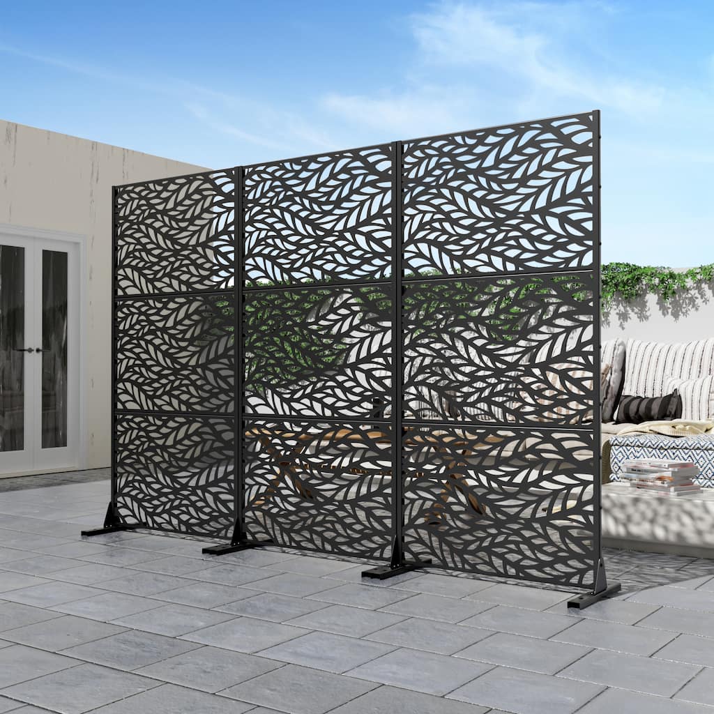 Dovelina 6ft.Outdoor Freestanding Metal Privacy Screen Decorative Garden Fence - 72"x35"