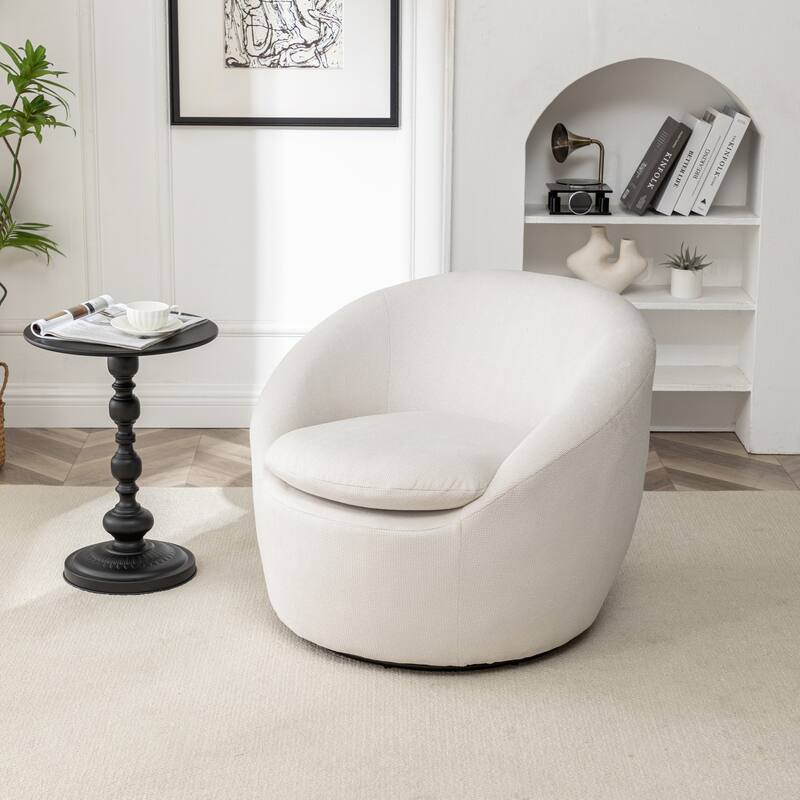 Round Armchair Office Chair Accent Chair with Plush Seat Cushion, Swivel Barrel Chair Single Lounge Sofa