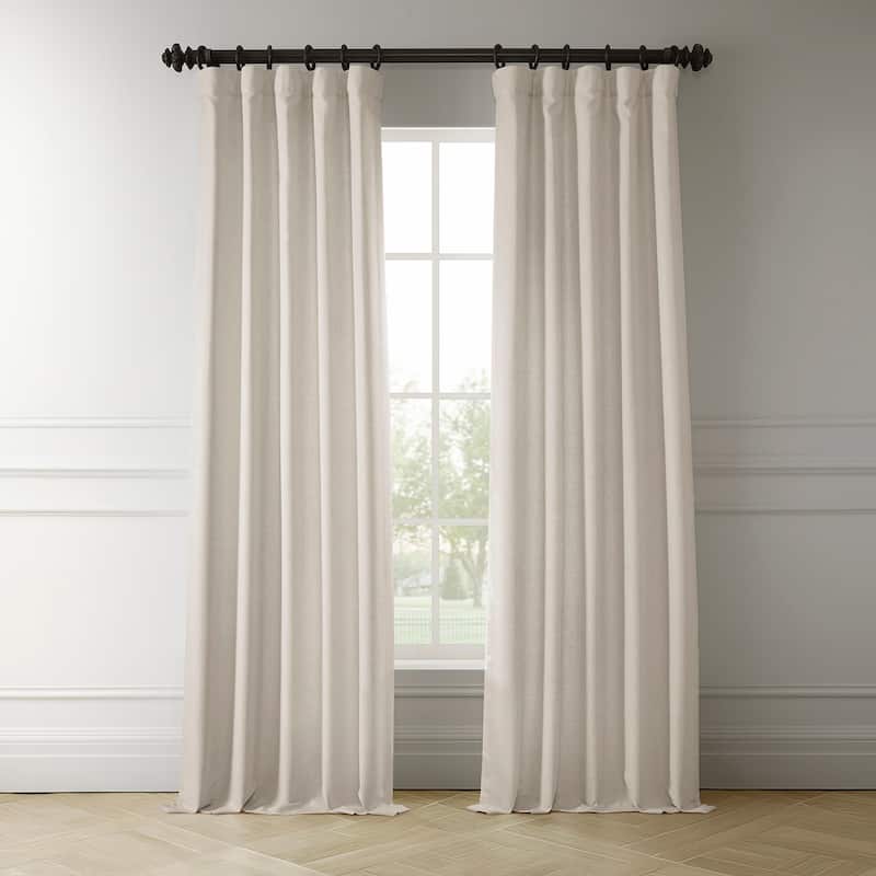 Exclusive Fabrics Italian Faux Linen Room Darkening Curtains for Bedroom & Living Room Curtains - Single Panel Window Curtains - 50 X 96 - Parchment Cream
