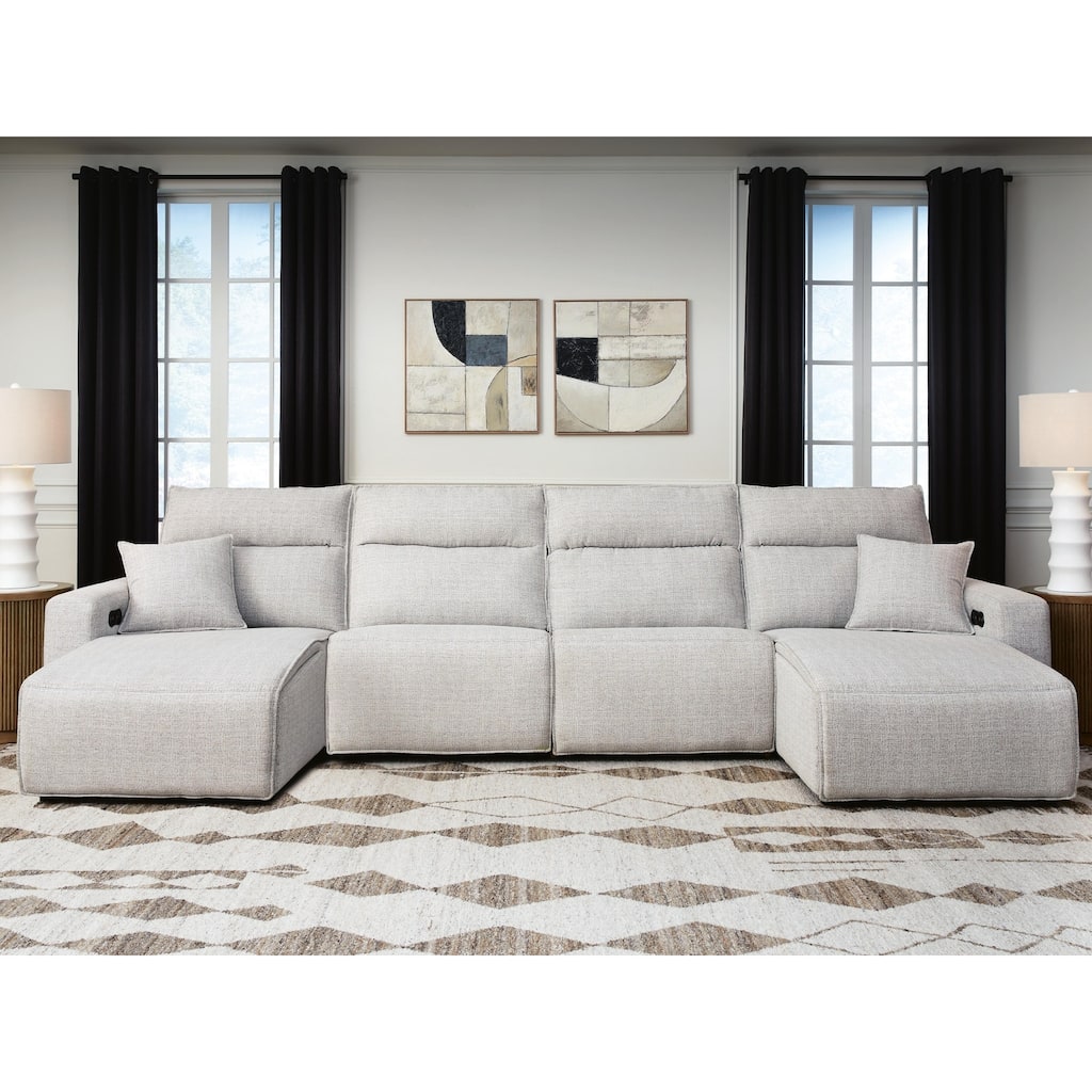 Signature Design by Ashley Modmax II Light Beige 4-Piece Power Reclining Sectional with Chaise - 152"W x 66"D x 42"H