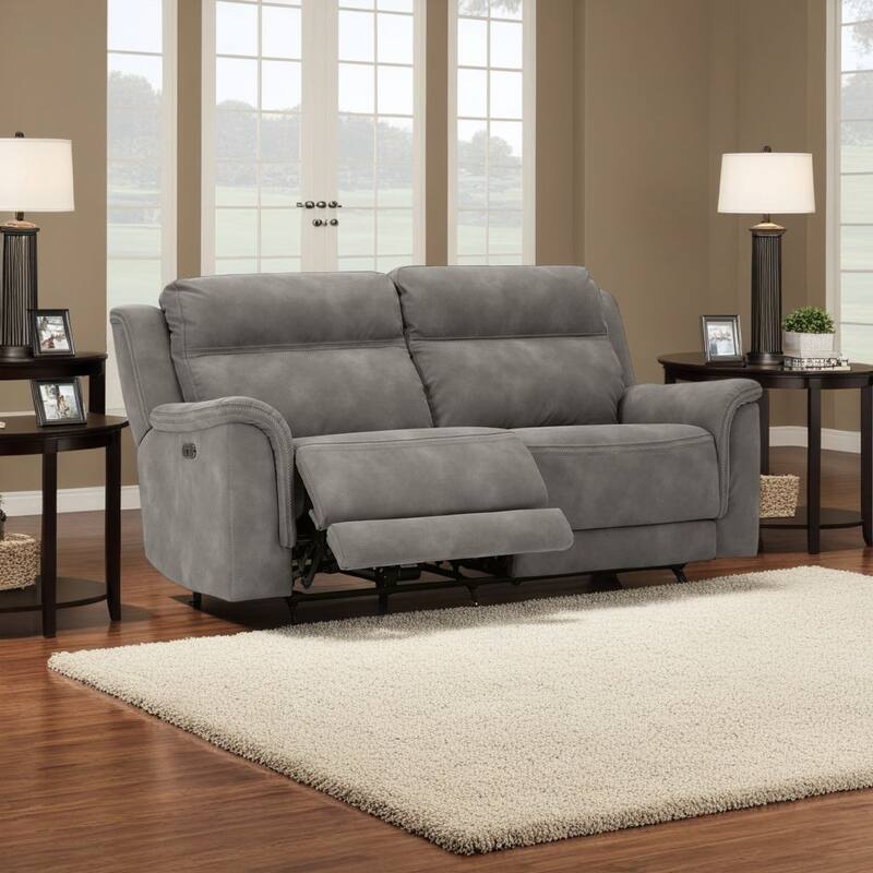 Corbin Power Recliner Sofa, Zero Draw USB, Slate Gray Faux Leather