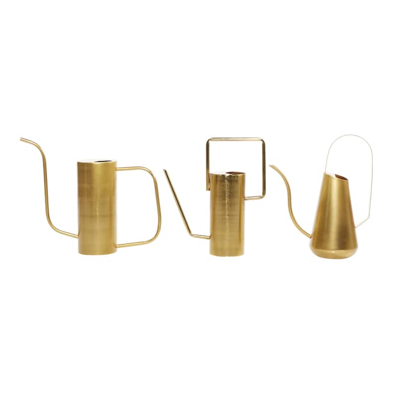 Metal Watering Can Indoor Outdoor Planter - Set of 3 Gold - Roche River Decor