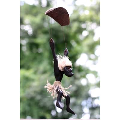 Primitive Tribal Tiki Statue Skydive Parachute Bar Unique Gift - 10" tall x 4" wide x 2.75" deep