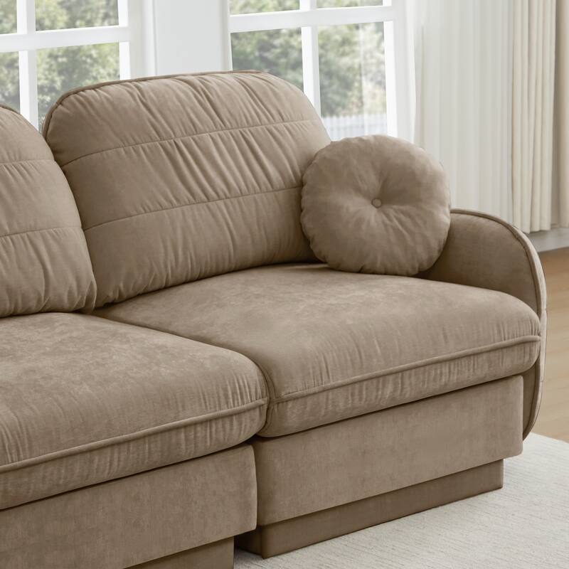 GDFStudio Sylvie Ashworth Chenille Cloud U-Shaped Loveseat Sofa with Movable Ottomans, Deep Seat