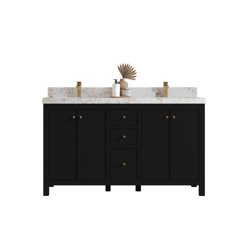 Willow Collections 60 in. W x 22 in. D Chicago Double Sink Bathroom Vanity with Countertop
