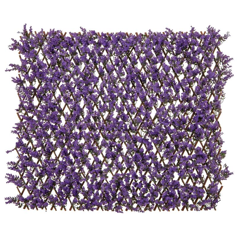 Gymax 2PCS Expandable Fence Privacy Screen Decorative Faux Purple