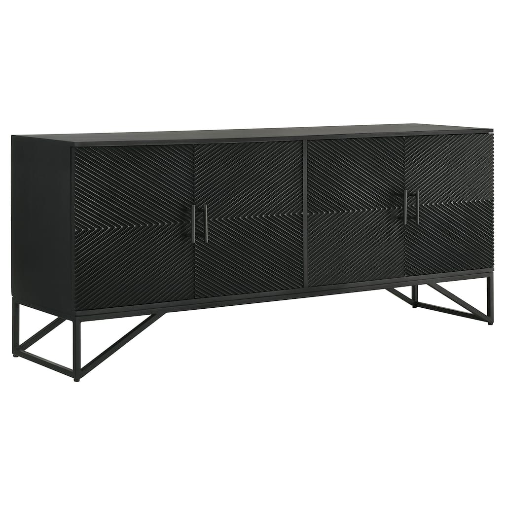 Riddell Wood Reeding Accent Cabinet Matte Black