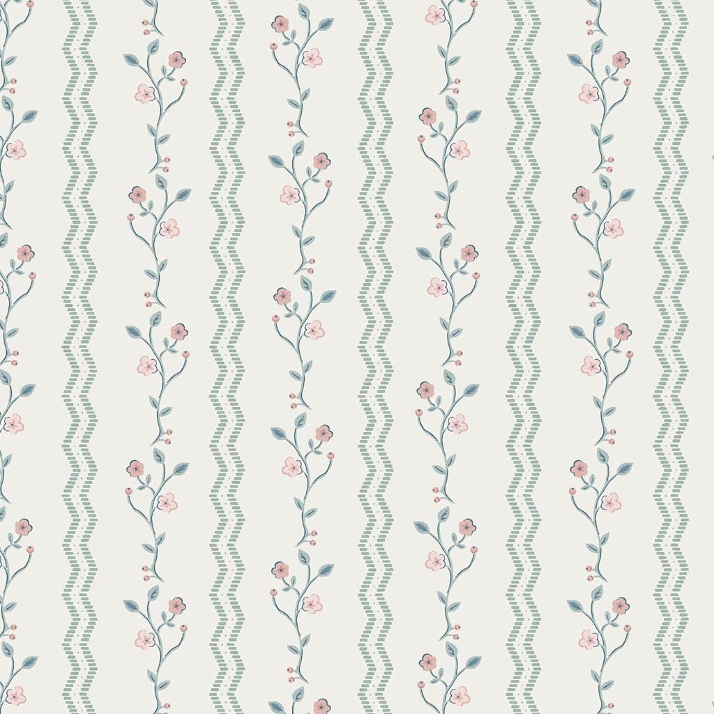 Laura Ashley Blencow Stripe Dark Duck Egg Blue Wallpaper