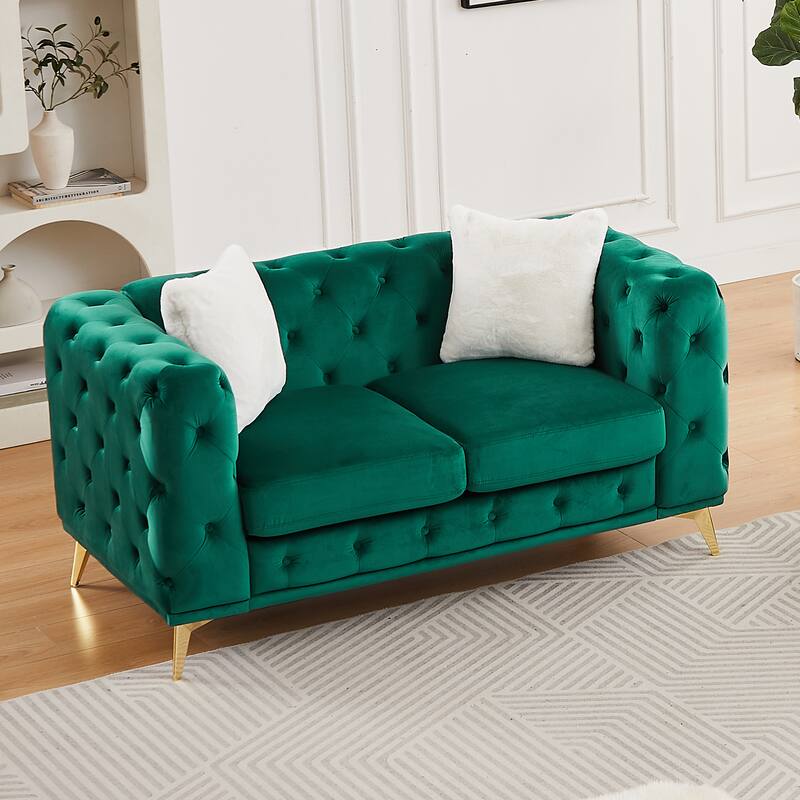 Modern Luxury Velvet Sofa with Chesterfield Quilted Button Accents