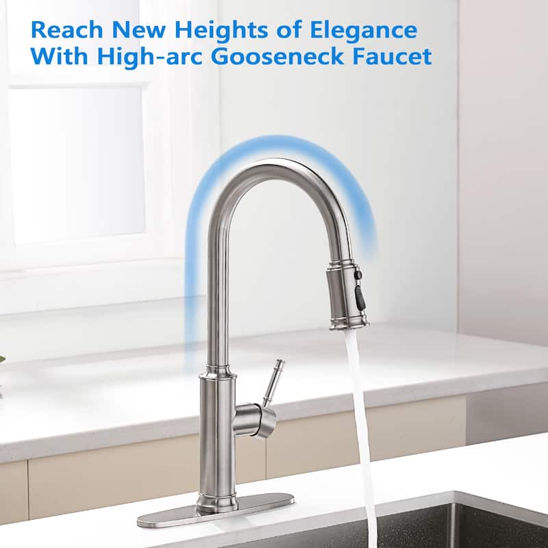 Single Handle Pull Down Sprayer Kitchen Faucet in Brushed Nickel