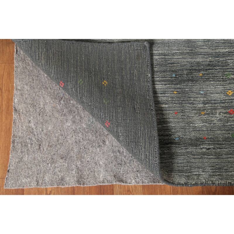 Gray & Green Gabbeh Oriental Area Rug Handmade Wool Carpet - 7'9"x 9'9"