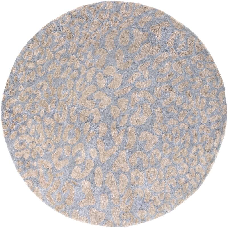 Hand-tufted Jungle Animal Print Round Wool Area Rug