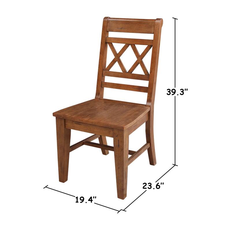 Solid Wood Double X-Back Dining Chairs, Set of 2