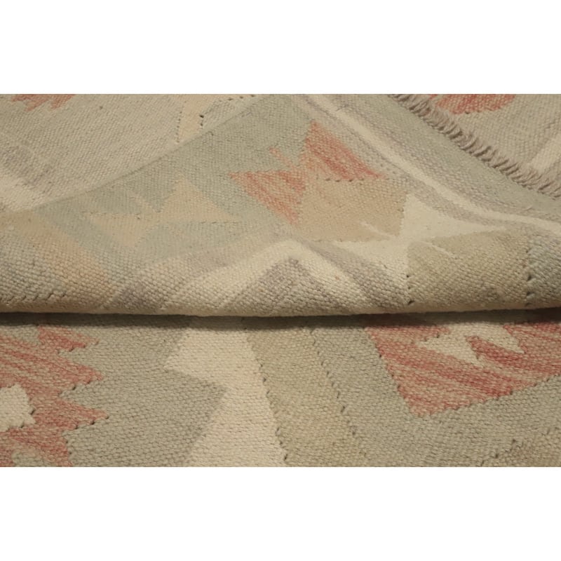 Hand Woven Oriental 100% Wool Carpet Southwestern Tribal Green Kilim Area Rug - 8' 0'' X 5' 8''