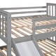 preview thumbnail 11 of 10, Cottage Simple Style Full Over Full Bunk Bed,Built-In Slide and Ladder,Solid Pine Wood Frame