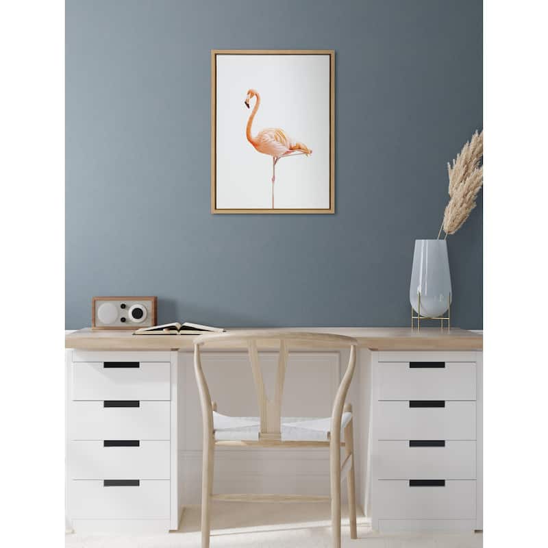 Kate and Laurel Sylvie Flamingo Standing Framed Canvas by Amy Peterson Art Studio