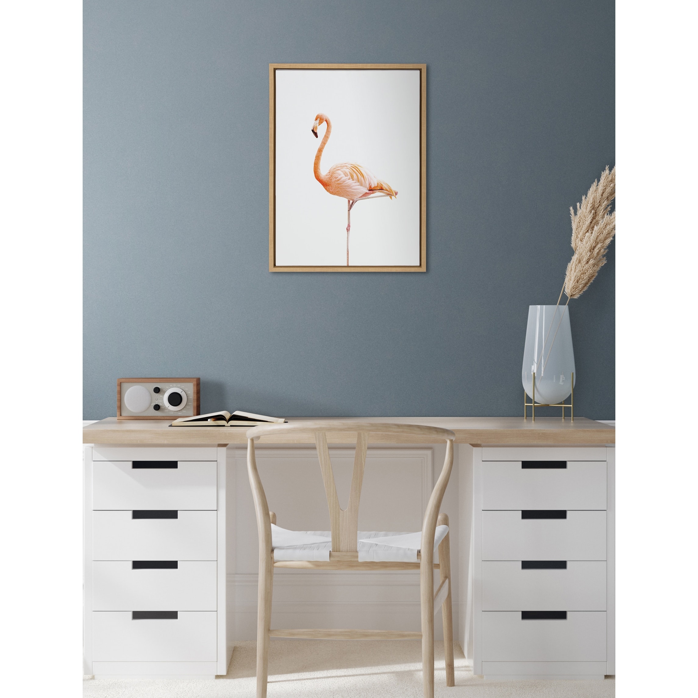 Kate and Laurel Sylvie Flamingo Standing Framed Canvas by Amy Peterson Art Studio