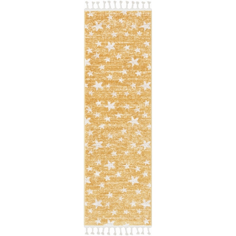 Well Woven Kennedy Stars Plush Area Rug - 2' 7" x 9' 10" - Yellow - Runner