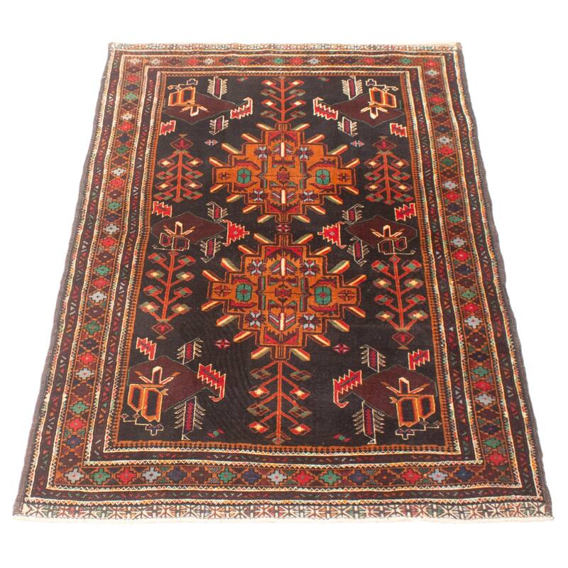 ECARPETGALLERY Hand-knotted Teimani Black Wool Rug - 3'7 x 6'3