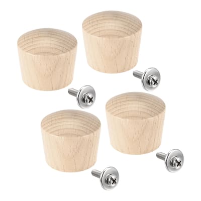 Universal Pot Lid Knob,Wooden Replacement Knob 41x34mm for Pan Pot Cover 4pcs - Silver Tone