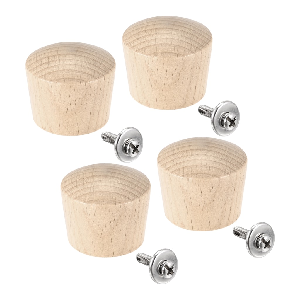 Universal Pot Lid Knob,Wooden Replacement Knob 41x34mm for Pan Pot Cover 4pcs - Silver Tone
