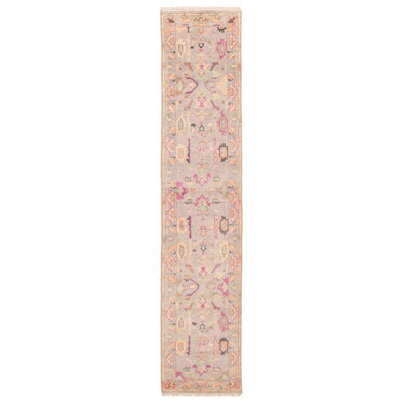 ECARPETGALLERY Hand-knotted Modern Oushak Light Grey Wool Rug - 2'5 x 12'2 - Light Grey - 2'5 x 12'2