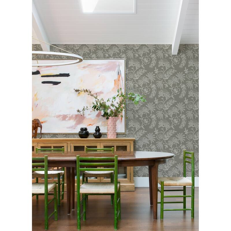 A-Street Prints Maeve Grey Jacobean Trail Wallpaper