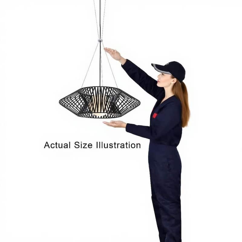 Bibiana 1 Light Black Geometric Metal Glass Shade Pendant Chandelier