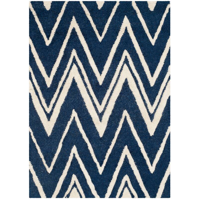 SAFAVIEH Handmade Cambridge Fumiko Modern Moroccan Wool Rug - 2' x 3' - Navy/Ivory