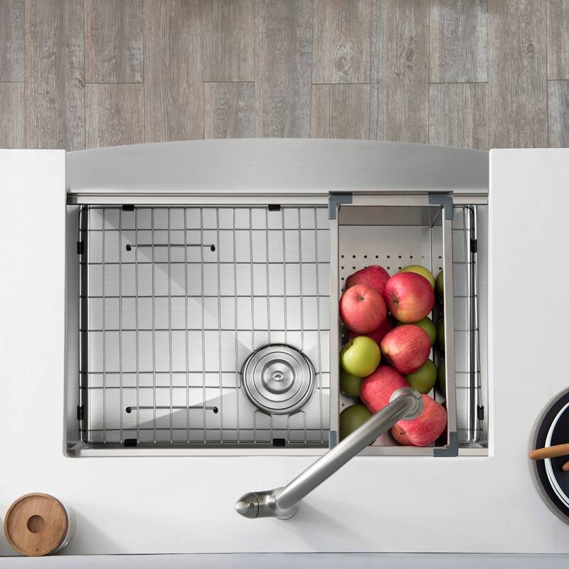 27 Inches Farmhouse Apron Single Bowl Stainless Steel Workstation Kitchen Sink