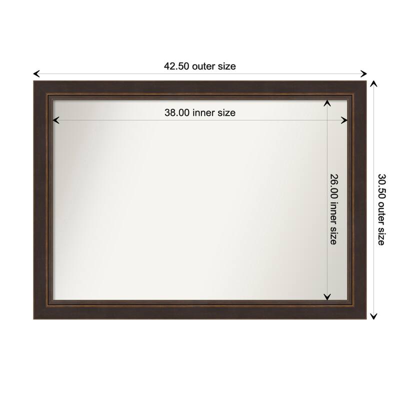 Lara Bronze Framed Non-Beveled Custom Wall Mirror, Bathroom Vanity Mirror - Outer Size: 42.5 x 30.5
