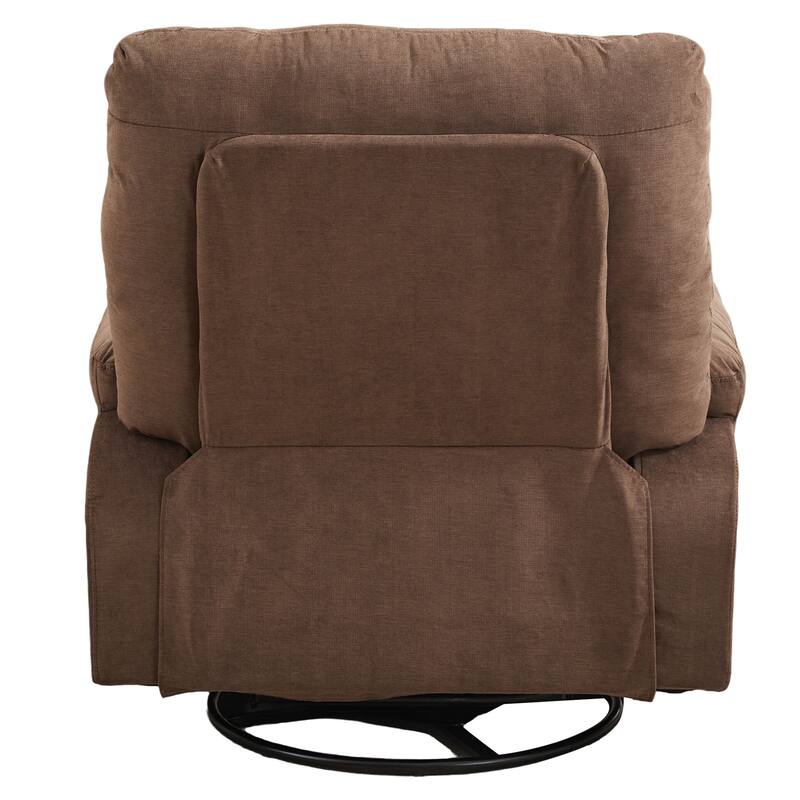 360 Swivel Manual Recliner Single Sofa Chair Fabric Lounge Chair with Pull Out Footrest and Side Pockets