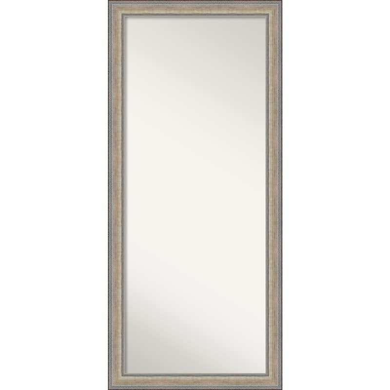 Fleur Champagne Silver Non-Beveled Wood Framed Full-Length Floor Leaner Mirror - Fleur Champagne Silver - Glass Size 24x60