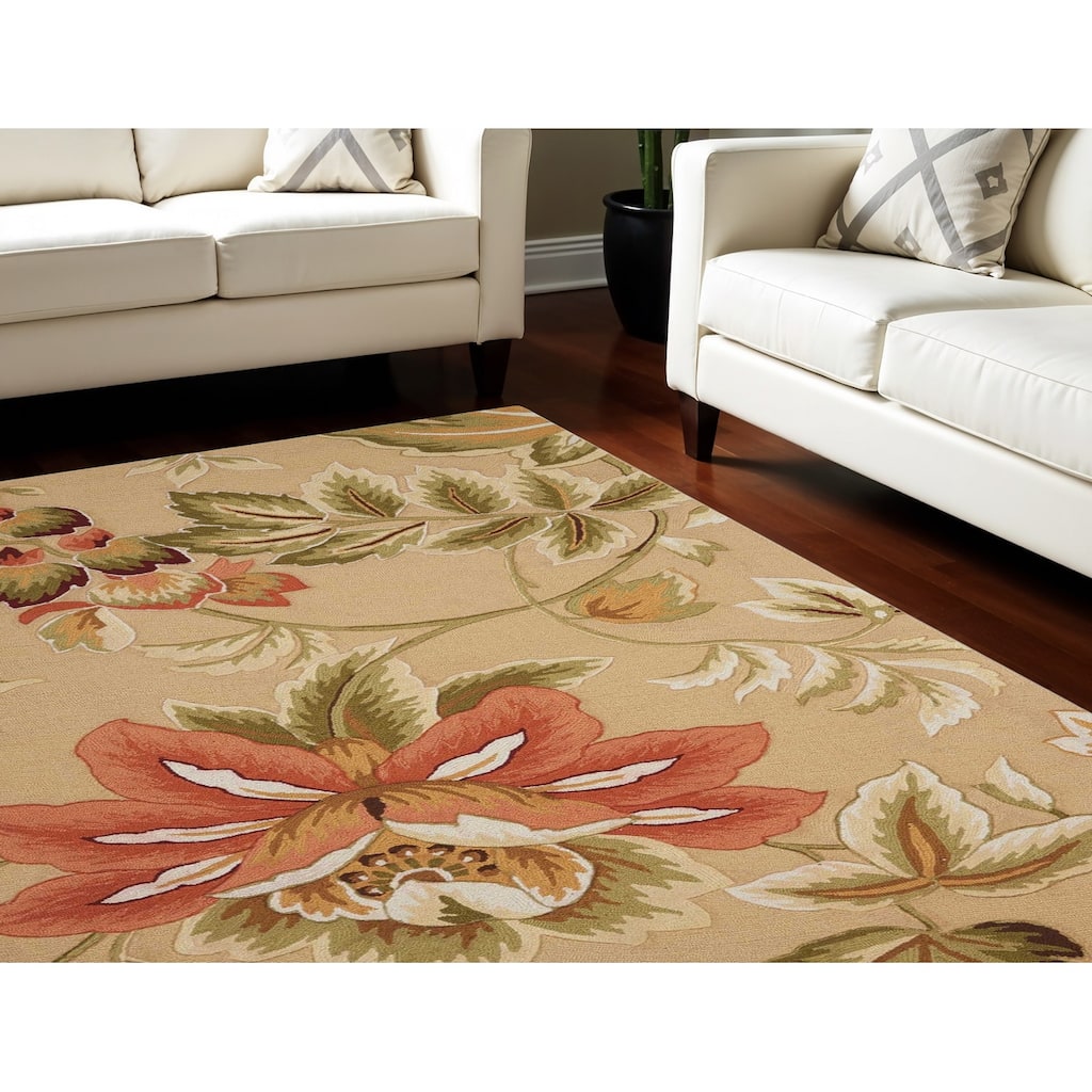 Power Loomed Floral Traditional Stain Resistant Low Pile Area Rug - 126' X '96' X '0.25