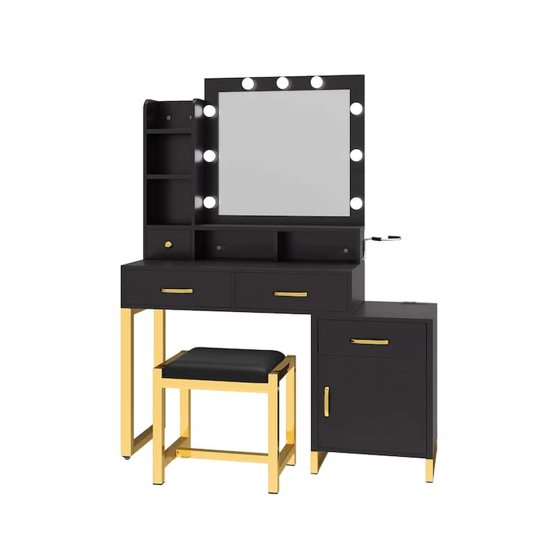 Vanity Desk Makeup Table Light Strip Mirror Dressing - 35.4"L x 15.7"W x 53.5"H