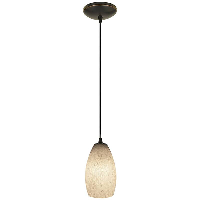 Access Lighting Champagne Bronze Cord Pendant with White Stone Shade