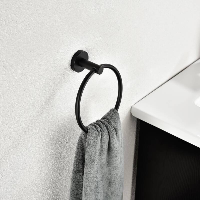 6-Piece Bathroom Hardware Set 23'' Bathroom Towel Bar Toilet Paper Holder Towel Ring Robe Hooks Stainless Steel Accessories Set
