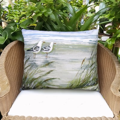 Magnolia Casual Outdoor Pillow Seagulls on Beach 19x24
